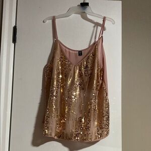 Sequin Embellished Pink and Gold Women's Top